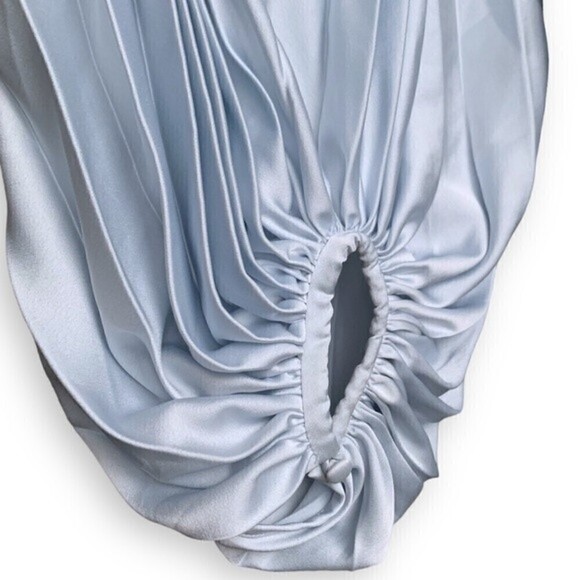 Acler Dress US 4 Palms Pleated Satin Midi Dress Light Blue AU 8 - Picture 11 of 15